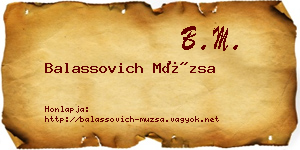 Balassovich Múzsa névjegykártya